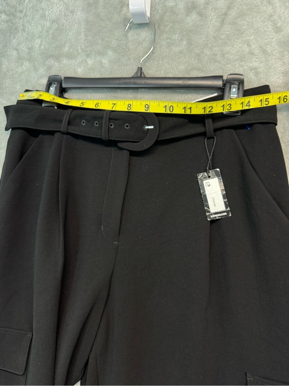 Express Black High-Waist Wide-Leg Cargo Utility Pants with Belt Size 10R - Picture 7 of 9